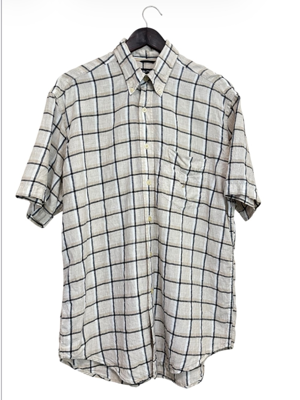 Nautica Men's 100% Linen Casual Short-Sleeve Button-Down Shirt